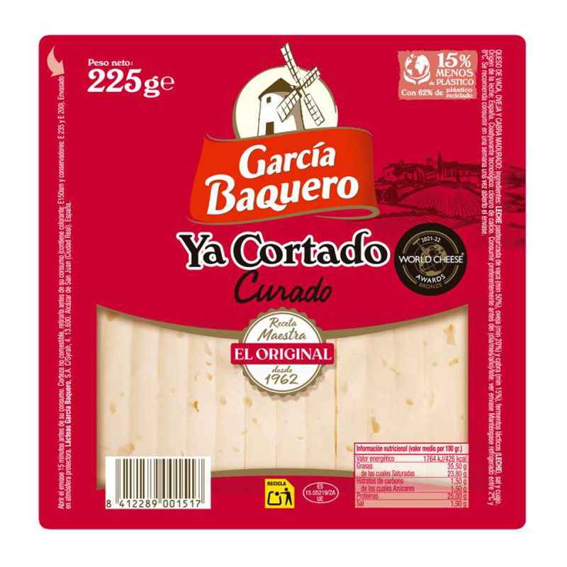 CUÑA QUESO CURADO GARCÍA BAQUERO 225GR.