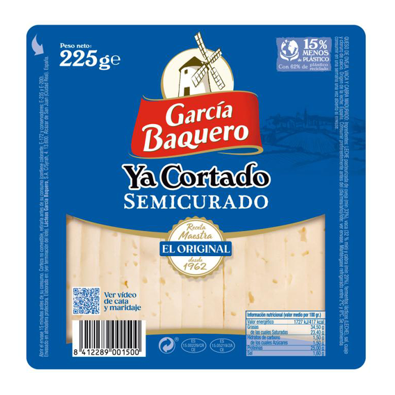 CUÑA QUESO SEMICURADO GARCÍA BAQUERO 225GR.